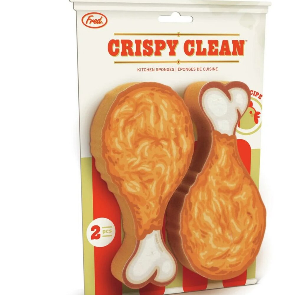 NWT Genuine Fred CRISPY CLEAN Ktichen Sponges, Set of 2 Fried Chicken Legs NEW